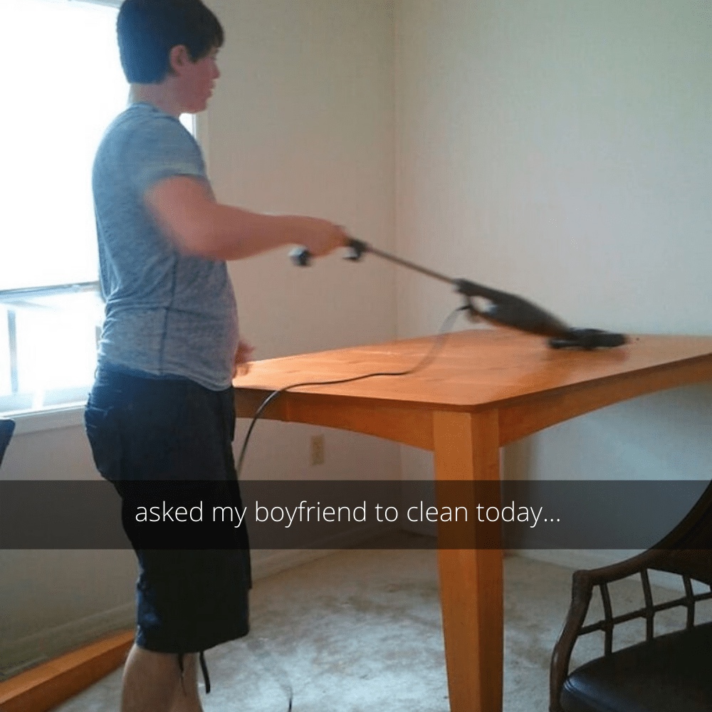 If this is your boyfriend's idea of cleaning, give us a call. (585) 851-8574
.
.
. 
#ROCNation #Clean #Cleaning #CleanHouse #CleanBusiness #CleaningServices #QualityCleaning