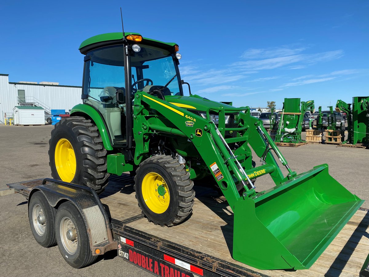 This new John Deere 4052R compact tractor is off to it's new home!  The customer made a great choice choosing the cab option - A/C in the hot summer months, and cozy warm clearing snow. 😎❄️ Find your new tractor at agland.ca  #tractor #new #acreageliving