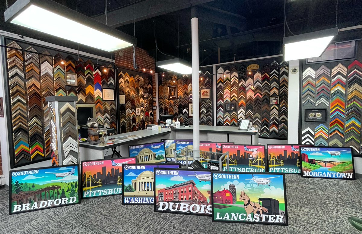5280customframe's tweet photo. ✈️ It’s a pleasure to frame for @iFlySouthern and their locations all over the country! #art #denver #colorado #pictureframing #customframing #5280customframing #southernairways #iflysouthern @truvueglazing @FramericaCorp https://t.co/NZCOR7euTx