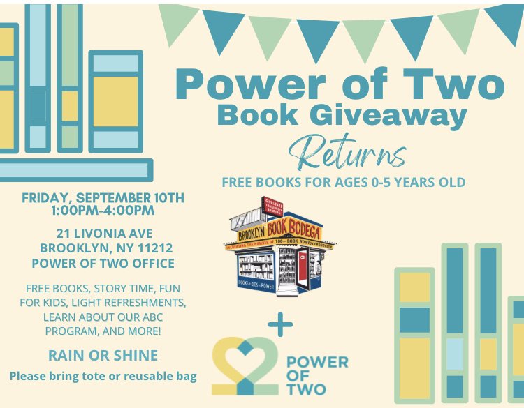 GJS284's tweet photo. Check out these two great events happening tomorrow, Fri, Sept 10th for some free #back2school goodies! #CommunitySchools #LegendsAreMadeAtGJS #BrownsvilleStrong

#PSA2 #OperationBookbag Giveaway: Dr Green Playground, 12-3pm

@PowerofTwoNYC Book Giveaway: 
21 Livonia Ave, 1-4pm https://t.co/1BWvdzhnj2