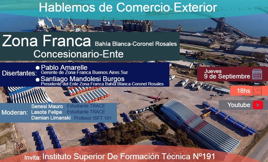 Hablemos de "Comercio Exterior". Un ciclo de charlas organizados por alumnos del #ISFT191
<a href="/MandolesiBurgos/">S. Mandolesi Burgos</a> <a href="/AilenSevillano/">Ailén Sevillano</a> <a href="/fernandezzalejo/">Alejo Fernandez Coste</a>  <a href="/INETetp/">INET Educación</a> <a href="/BAeducacion/">Educación PBA</a> <a href="/EducacionAR/">Ministerio de Educación de la Nación Argentina</a> #EducaciónTécnicoProfesional #LaTécnicaSigue #educación #ArgentinaUnida <a href="/silmacedo/">Silvana Macedo</a>