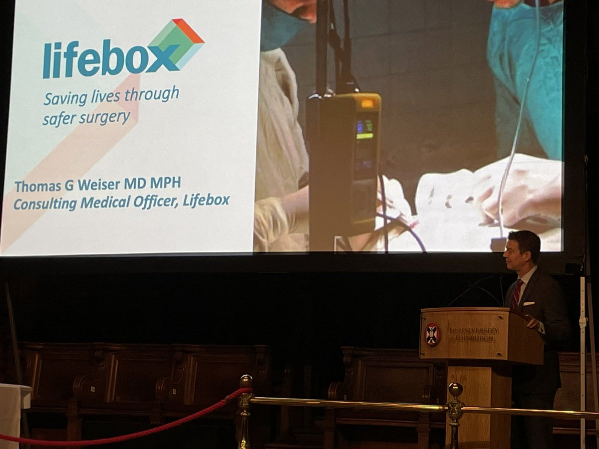 Our keynote speaker @TGWeiser on the <a href="/SaferSurgery/">Lifebox</a> charity to promote safer global surgery <a href="/WSESurgery/">World Soc Emerg Surg</a> with <a href="/vanessa_msosa/">Vanessa Msosa</a> chairing