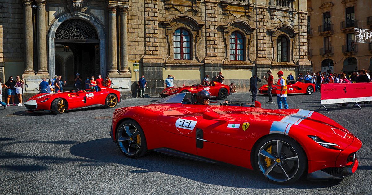 Ferrari's tweet photo. Crossing the finish line. The Ferrari Cavalcade 2021 closes with style in Catania, embraced by many fans of the Prancing Horse. See at the next one!
#Ferrari #DrivingFerrari #FerrariCavalcade https://t.co/8rJ9I1HgjU