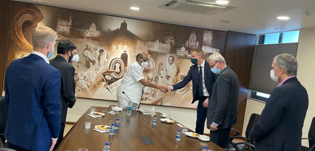 PawarSpeaks's tweet photo. It was a pleasure meeting Mr. Arne Jan Flolo, Consul General of Norway government and Mr. Sturle Pederson, Chairman of Greenstart Hydrogen, Norway today along with the delegation of Greenstart Asia, Jain Irrigation &amp; H2e Power... https://t.co/xORC7XYyRb