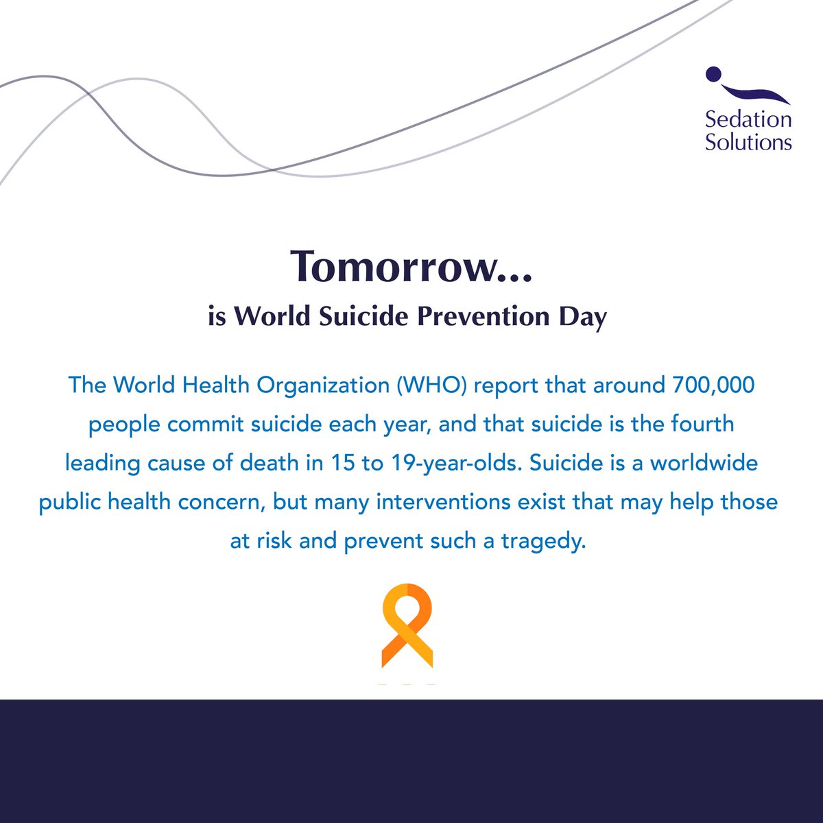 sedationdocs's tweet image. World Suicide Prevention Day is tomorrow🧡
•
Please share #WSPD across your social media channels tomorrow to help raise awareness of worldwide suicide and suicide prevention💛
•
Visit the International Association for Suicide Prevention @IASPinfo for more information📢