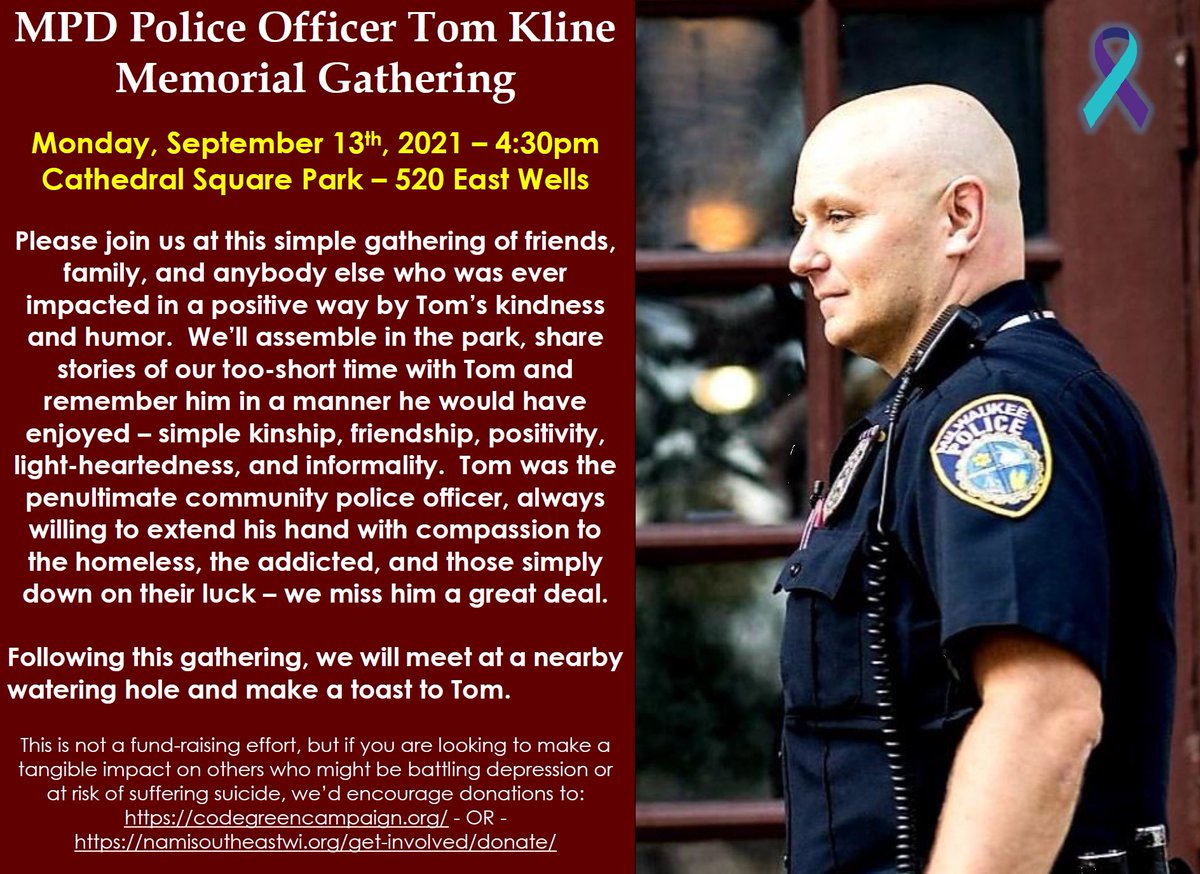 Honoring one of the best souls our city lost too soon this coming Monday. <a href="/MilwaukeePolice/">Milwaukee Police</a> 

#SuicidePreventionMonth