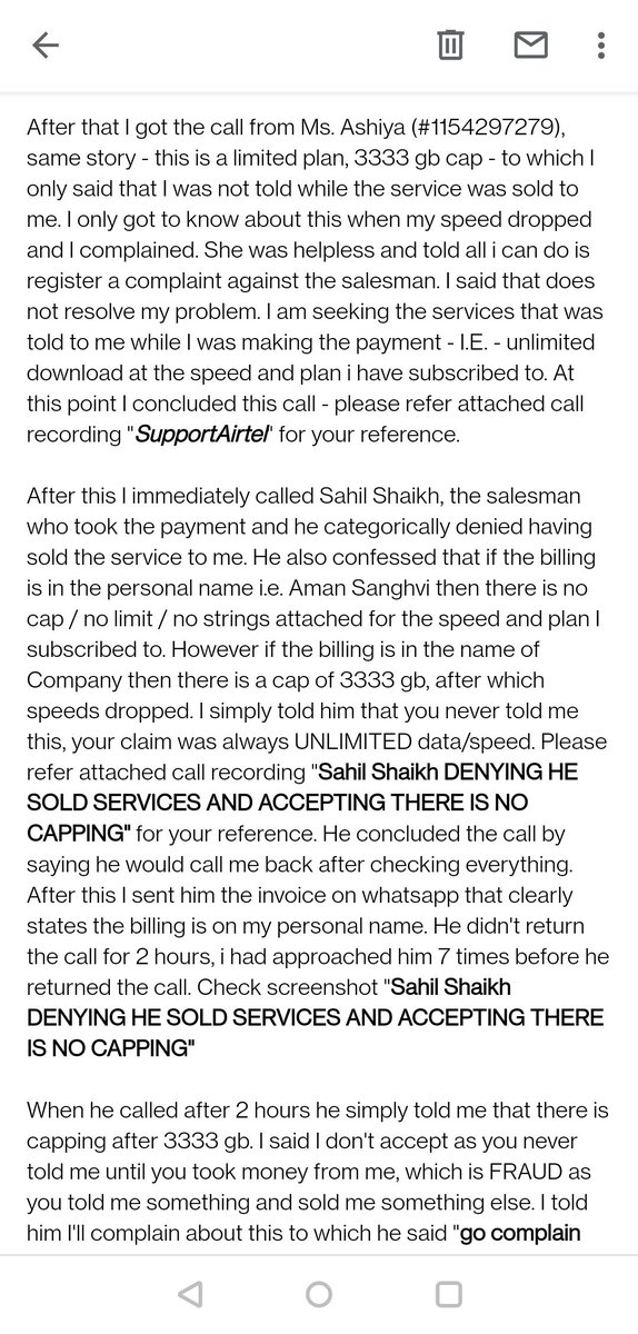 AlbumDesgnStore's tweet photo. @Airtel_Presence Well this is going to be embarrassing. Check all the screenshots, if you want I can share the audio recording that I had shared with your #nodal office also.. but I am.not sure if you want me to do that on a public platform. @airtelindia pls dig deep and go thru complain history https://t.co/f2XCyGyceH