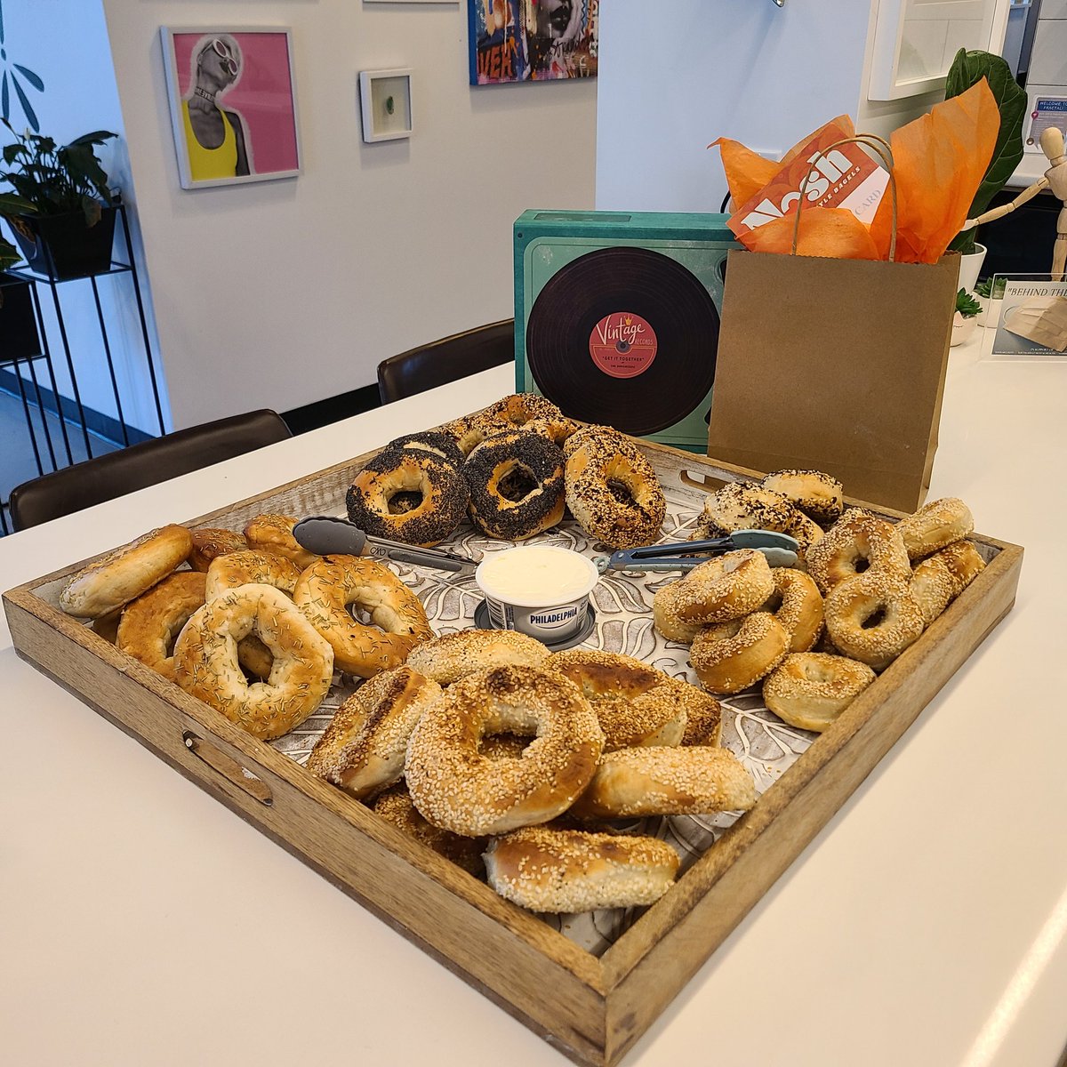 Bagel days are the best days! Thank you Nosh Kingston for helping us support <a href="/ygkyouthshelter/">Kingston Youth Shelter</a>, our charity of the month for September 💜 #ygk #supportlocal #coworking #community