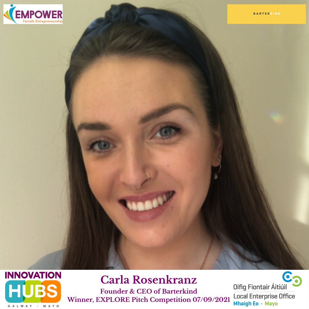 EmpowerHerIE's tweet photo. Carla Rosenkranz @barterkind👇#EMPOWERConf pitch winner as voted by our virtual audience. Carla wins a #mentoring voucher from @leomhaigheo & #hotdesk from @GMITihubs - thank you both for sponsoring the prize! @EUinmyRegion @ESF_Ireland @GMITOfficial https://t.co/6Xqv6O4gOQ