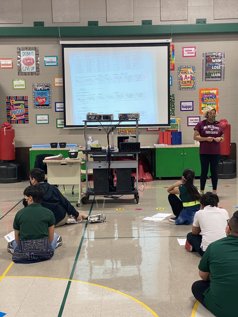 KellySaisd's tweet photo. Coach Maisonet is the best! She set SMART goals with our fifth graders using their Fitnessgram data! Can’t wait to see them meet their goals. #flyhigheagles #saisd https://t.co/9dIh18Dl2D