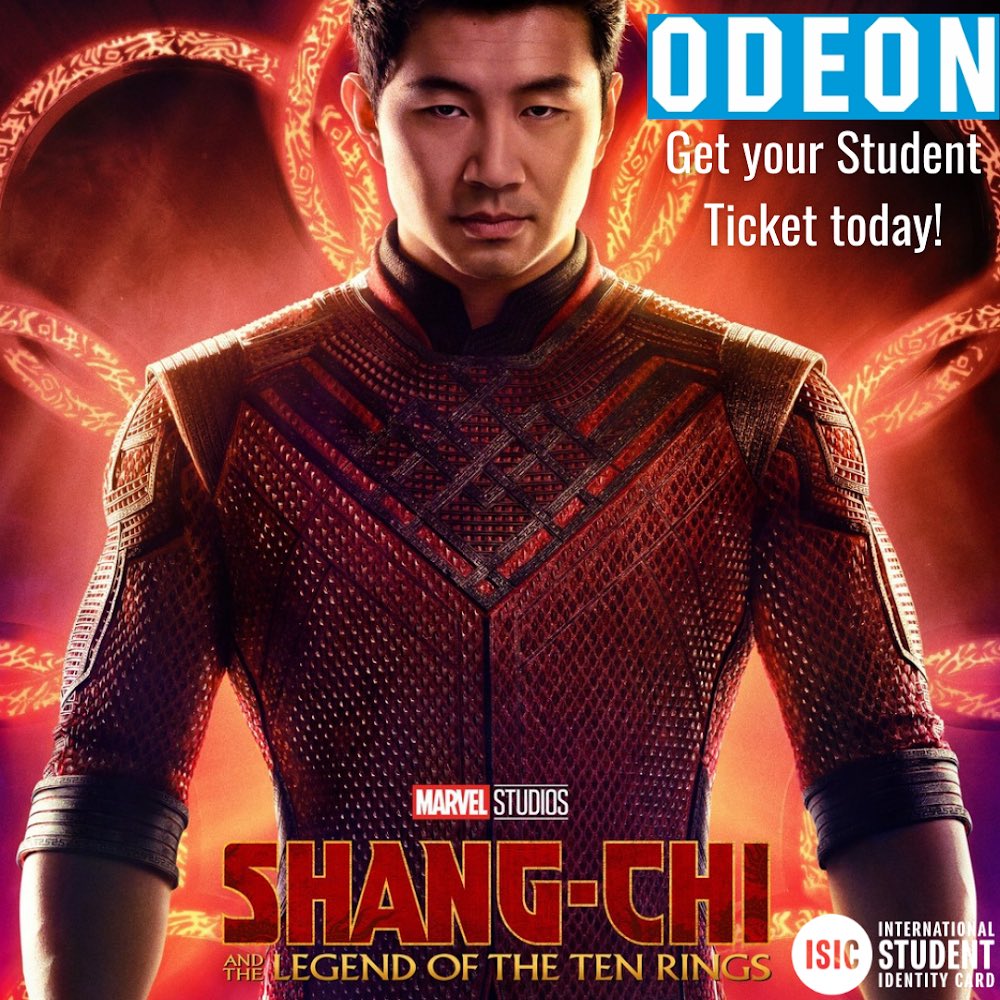 One of the must see movies of the year #shangchi is out right now! 🙌
ISIC card holders can avail of a Student Ticket and Meal Deals with <a href="/ODEONCinemas/">ODEON</a> 🍿 get your tickets now! 
 #marvel #isic #isicireland #discount