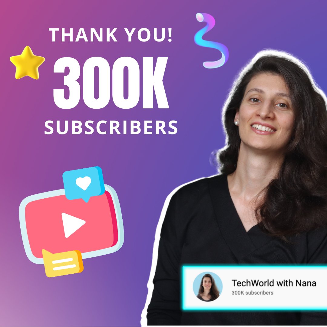 Njuchi_'s tweet photo. THANK YOU! WE ARE ALREADY 300,000 ON YOUTUBE ๐คฉ
.
Another milestone reached! ๐ โ๏ธ๐
.
We appreciate you guys so much! ๐
.
.
.
#techworldwithnana #devops #cloudnative https://t.co/6jlpczetrJ