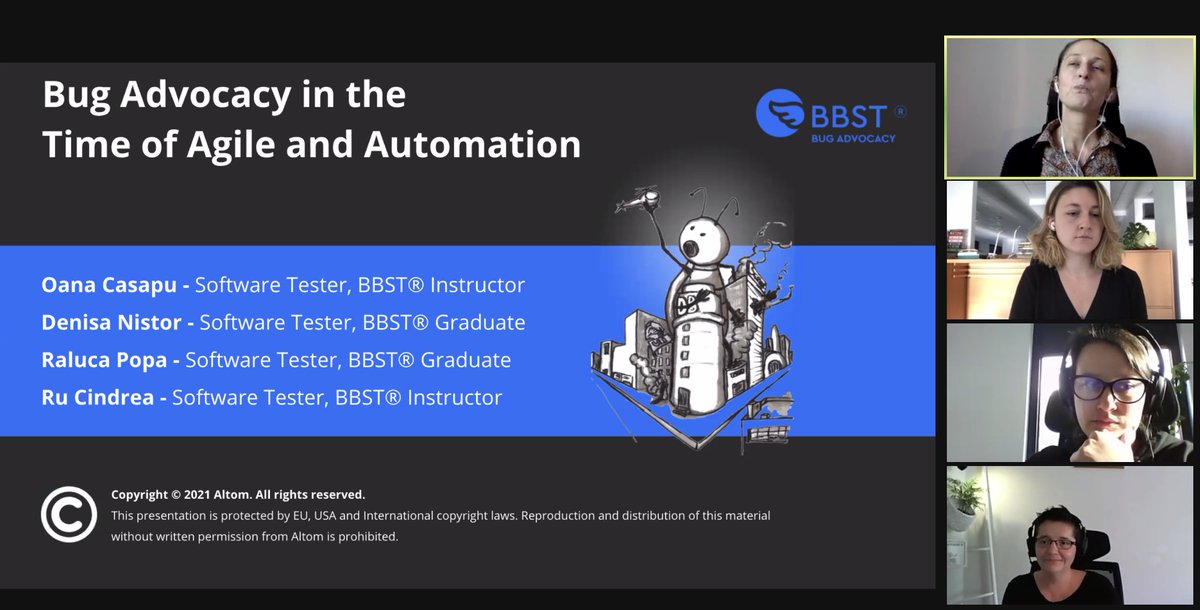 Learning about #bug advocacy with the @AltomSays  team :)

#testing #softwaretesting.