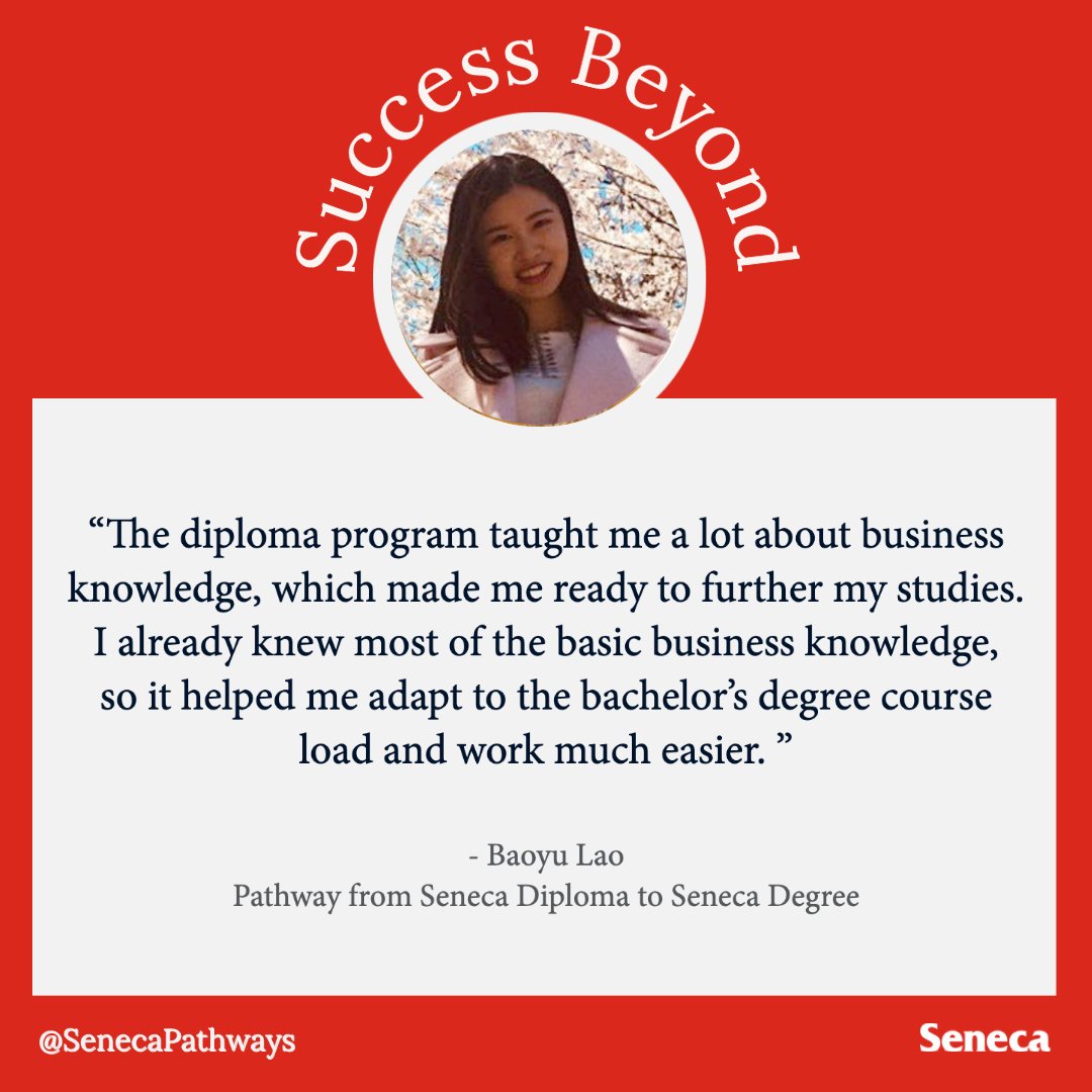 SenecaPoly's tweet image. #SuccessBeyond story:  

After graduating from our Business Administration - International Business program, Baoyu continued on to take our Honours Bachelor of Commerce - International Business Management degree program, via #SenecaPathways 🎓

Her story: bit.ly/3sZTsEO