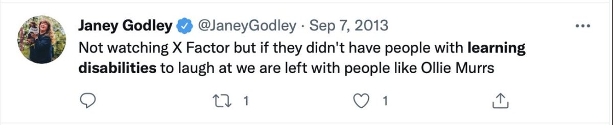 AgentP22's tweet photo. Another shocker from Janey Godley.

People with learning disabilities are no laughing matter. https://t.co/ybHKw8X2Tv