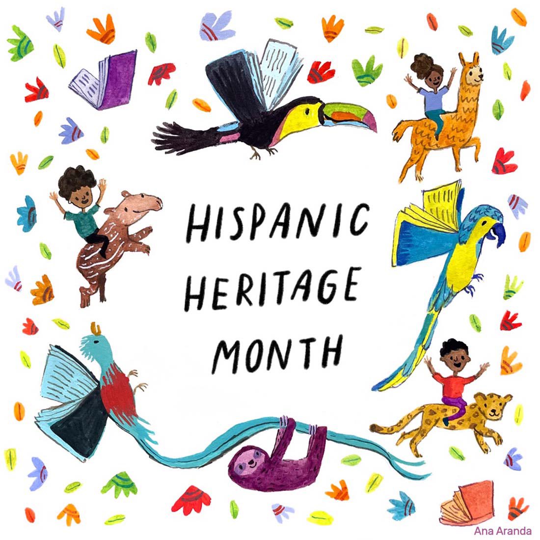 Anaranda2's tweet photo. Very happy to have created this illustration for @scbwi #HispanicHeritageMonth Recommended Reading List! 📚 Check it out 👉  https://t.co/Byi3zRLM3K https://t.co/68ihaFm68X