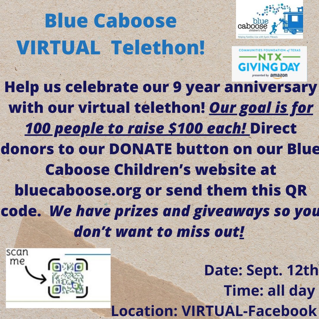 BlueCaboose4CF's tweet photo. #NorthTexasGivingDay #CysticFibrosis #BlueCaboose #nonprofit https://t.co/vfKSug3M3M