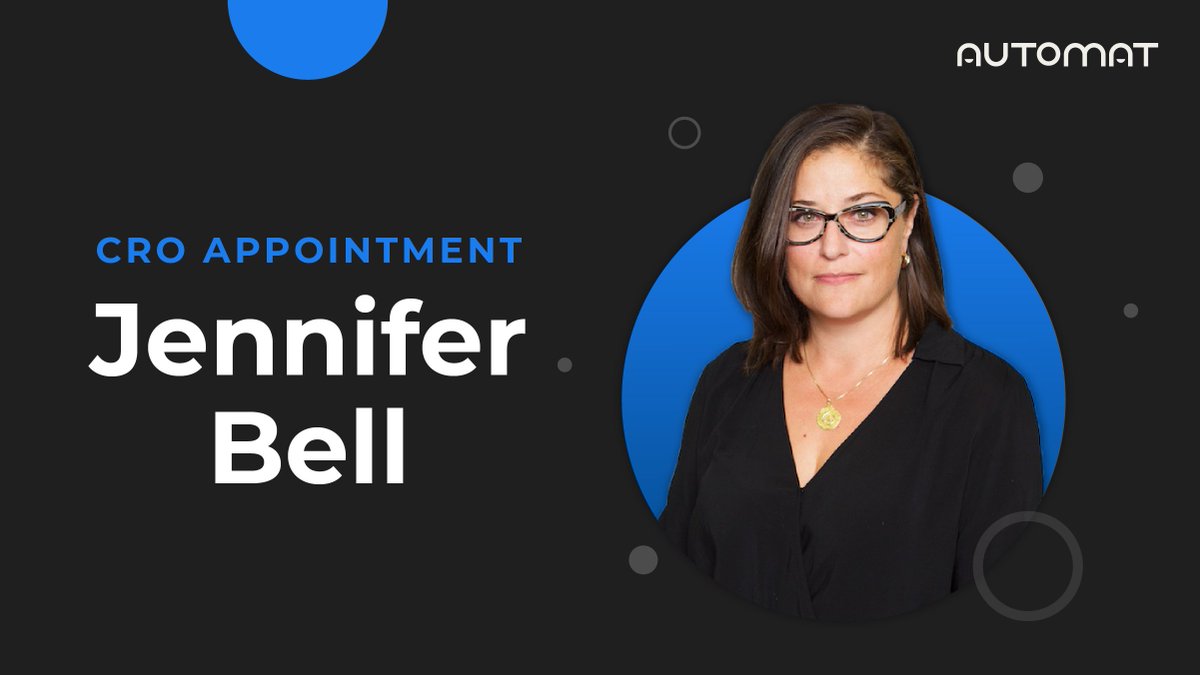 📢 Announcing <a href="/Jennifer_D_Bell/">Jennifer Bell</a> as Automat’s new Chief Revenue Officer, leading all strategic elements of growth for Automat.
hubs.ly/H0WpkB40

#CRO #SaaS #ConversationalAI #Personalization #ecommercebusiness #EcommerceTips #ecommercestats #ecommerceplatform