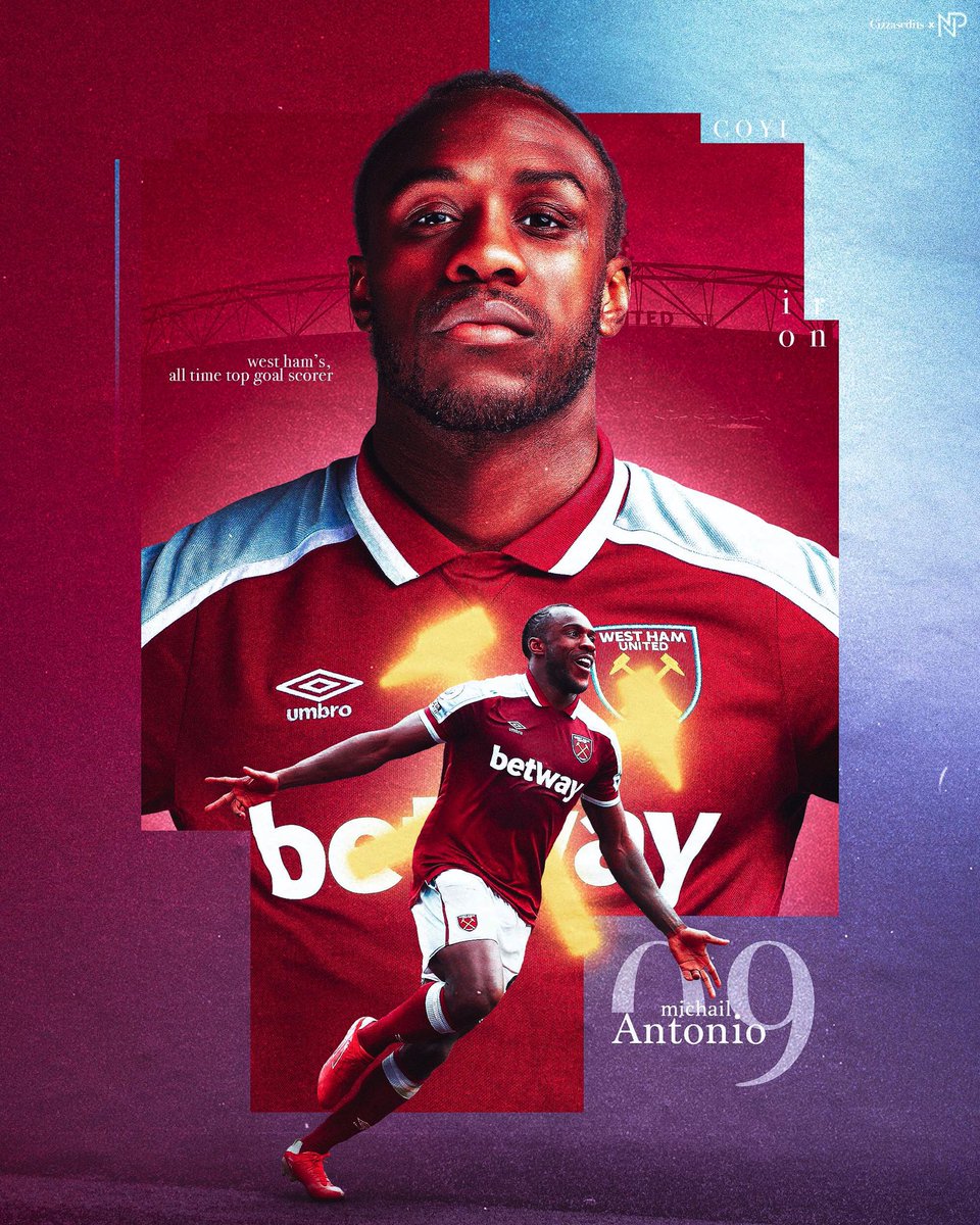 CiaranMccaughan's tweet photo. West Ham’s all time premier league leading goal scorer 🌟⚒
@Michailantonio
@WestHam
Collab w/ Nieelvisuals (on Instagram)
#49notout #westham #westhamunited #irons #coyi #coyi⚒ #michailantonio #antonio #benrahma #smsports #digisport #sportsdesign #football https://t.co/NmuxbSeP6o