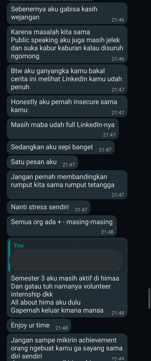 twinklespies's tweet photo. Semenjak jadi mahasiswa, aku punya siklus baru,

Insecure > FOMO > Hustle Culture > Feel not enough > Overwhelmed

—
"Focus on your track,"

"Kamu gak bisa jadi mahasiswa positif 24/7, kamu tuh manusia. Kalau mau positif 24/7 dateng aja nonton Mario Teguh," https://t.co/s0lSHNP8p0