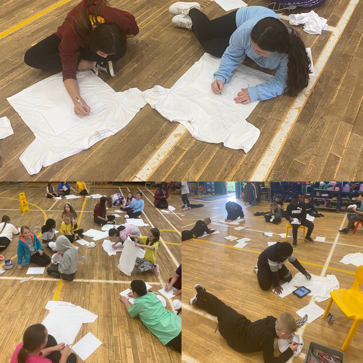 Primary 7 North Lanarkshire Challenge. The children were designing and creating their own t-shirts, hats and badges 🧢👚👕 @MotherwellCLD