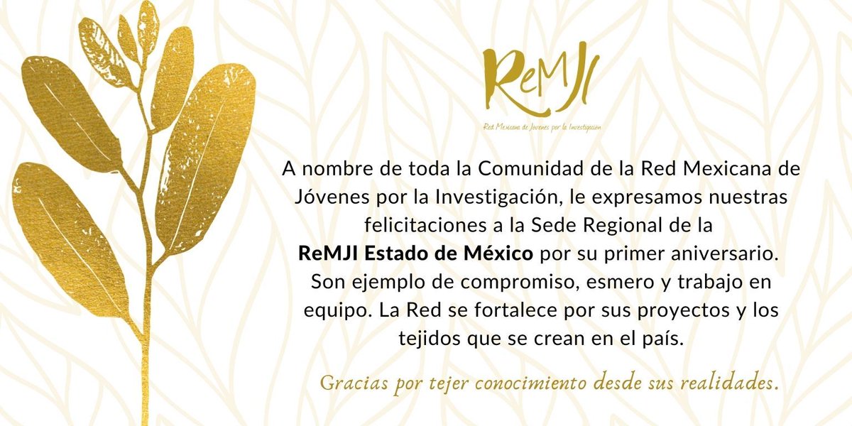 ReMJI_mx's tweet photo. La comunidad ReMJI felicita a la @ReMJI_EdoMex por su 1er aniversario. Agradecemos a todas las personas que forman parte de la sede, por todos los proyectos que han emprendido durante este tiempo y la dedicación. #OrgulloReMJI https://t.co/8RmXg7uJFB