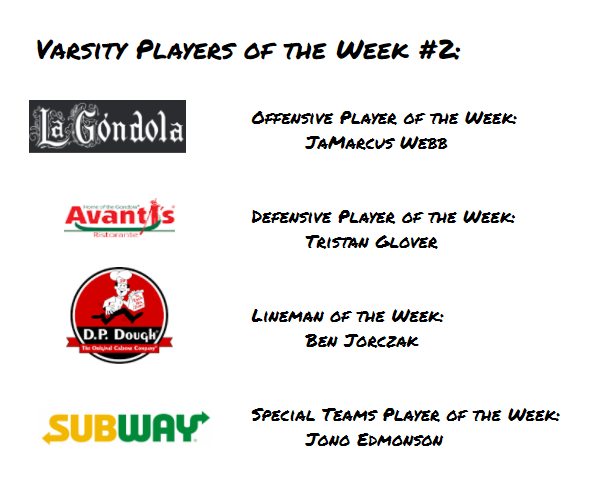 Varsity Players of the Week for Week 2
#WestFootball
#CommitmentEqualsExpectation