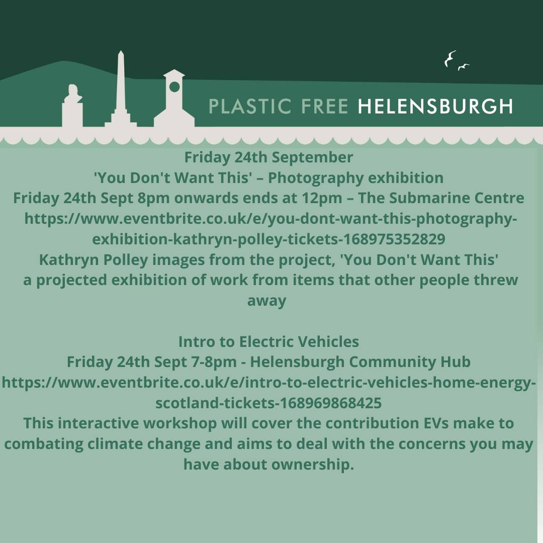 EcoHermie's tweet photo. 💚 Wow! @PlasticFreeHelensburgh have been mega busy &amp; organised some fantastic events to give Helensburgh our very own festival for #thegreatbiggreenweek, as organised by @TheClimateCoalition. Events below - there's something for everyone - book your place before it's too late! https://t.co/jA0OWvrSlt