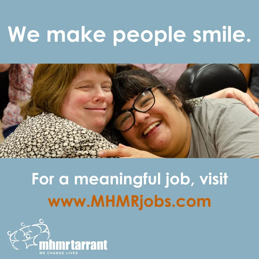 Want a job that is meaningful and makes people smile? Join our team! Visit MHMRjobs.com today! #WeCARE