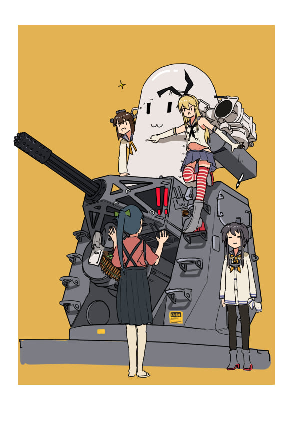 鳳翔(艦これ) ,連装砲ちゃん ,島風(艦隊これくしょん) ,時津風(艦これ) ,雪風(艦これ) 「(再掲)

鳳翔:「こら!!!!!!!!」 」|「顏 」（🇦🇺修行中）のイラスト