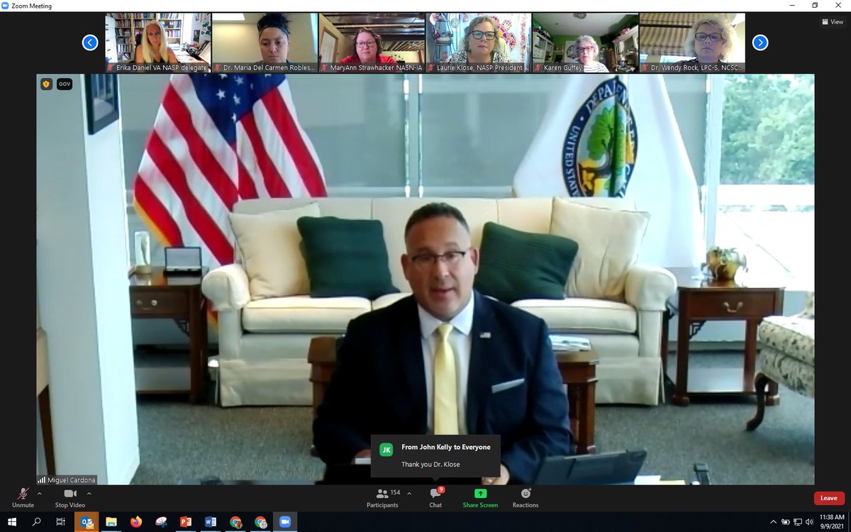 I enjoyed the opportunity to participate in a discussion with Sec of Ed, Dr. Miguel Cardona, with school psychologists, school social workers, school counselors &amp; school nurses about importance of social emotional well being and our roles to support it @MmUpenn16 <a href="/StudentAdvNNPS/">NNPS Student Advancement</a>