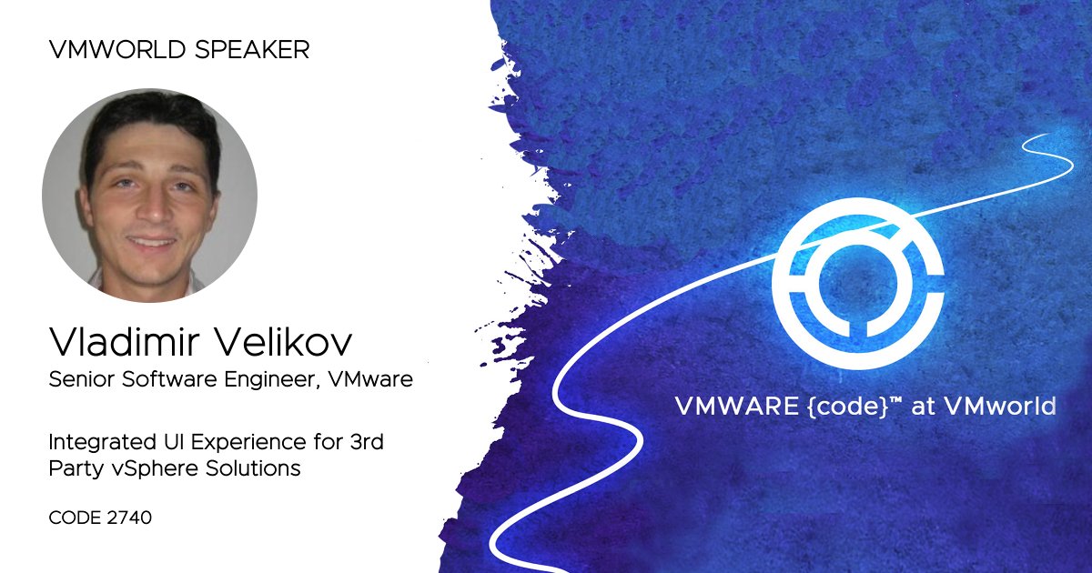 vmwarecode's tweet photo. ๐จ SESSION SNEAK PEAK ๐จ Integrated UI Experience for 3rd Party vSphere Solutions
Join #CodeCoach @vladi_velikov on the journey of building consistent UI integration with VMware vSphereยฎ and VMware Cloudโข @vSphereUI_Team
Learn more: https://t.co/N7OAxVqCNR https://t.co/k9NVkkBV3W