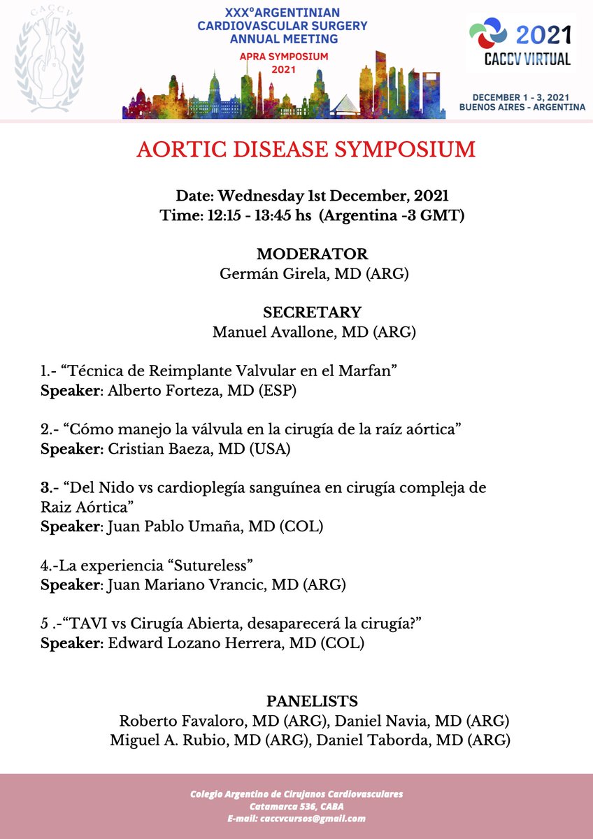 caccvargentina's tweet photo. XXXº Argentinian Cardiovascular Surgery Annual Meeting
APRA SYMPOSIUM 2021
#cardiovascular #CACCV #argentina #cardioplegia #cirugia https://t.co/o9d3rtZ2rU