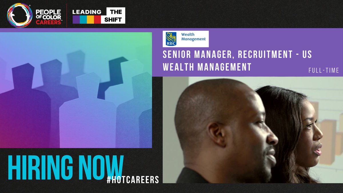 poccareers's tweet photo. 🔥 @RBCWealth Management is hiring a Senior Manager, Recruitment - US Wealth Management and they are looking for someone like YOU to fill the role. https://t.co/P5RrYbBGk5

Create your profile on https://t.co/xY89qojj1u &amp; apply TODAY! #HotCareers #POCCareers https://t.co/QndgQ2q8Pq