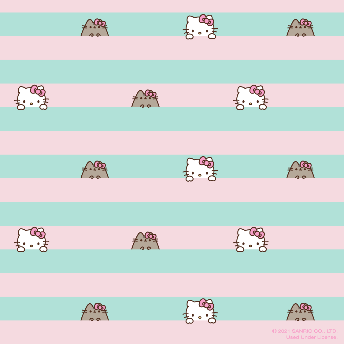 Wallpaper Hello Kitty on White Background Licensed by Sanrio