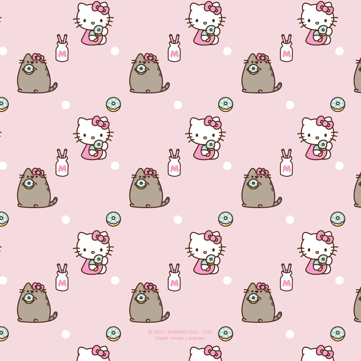 Hello Kitty on X: Take this iconic duo on the go with new backgrounds for  your phone 📱💕 Download your favorite wallpaper here:   #HelloKittyxPusheen  / X