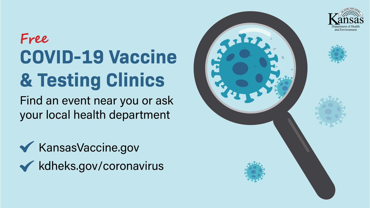 Local health departments & providers continue hosting free COVID-19 vaccine & testing clinics, following recent FDA approval of the Pfizer vaccine - also known as Comirnaty. Talk to your local health department if you don't see your county on the list: coronavirus.kdheks.gov/CivicAlerts.as…