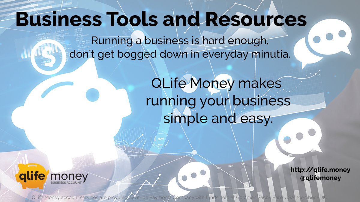 QLife Money makes running your business simple and easy with a QLife Money Business Account that has no setup fees, no monthly fees, and no minimum deposit.

Join QLife Marketplace today to get yours.
qlife.money

#fintechnews #digitalbanking #finance #lgbtcommunity