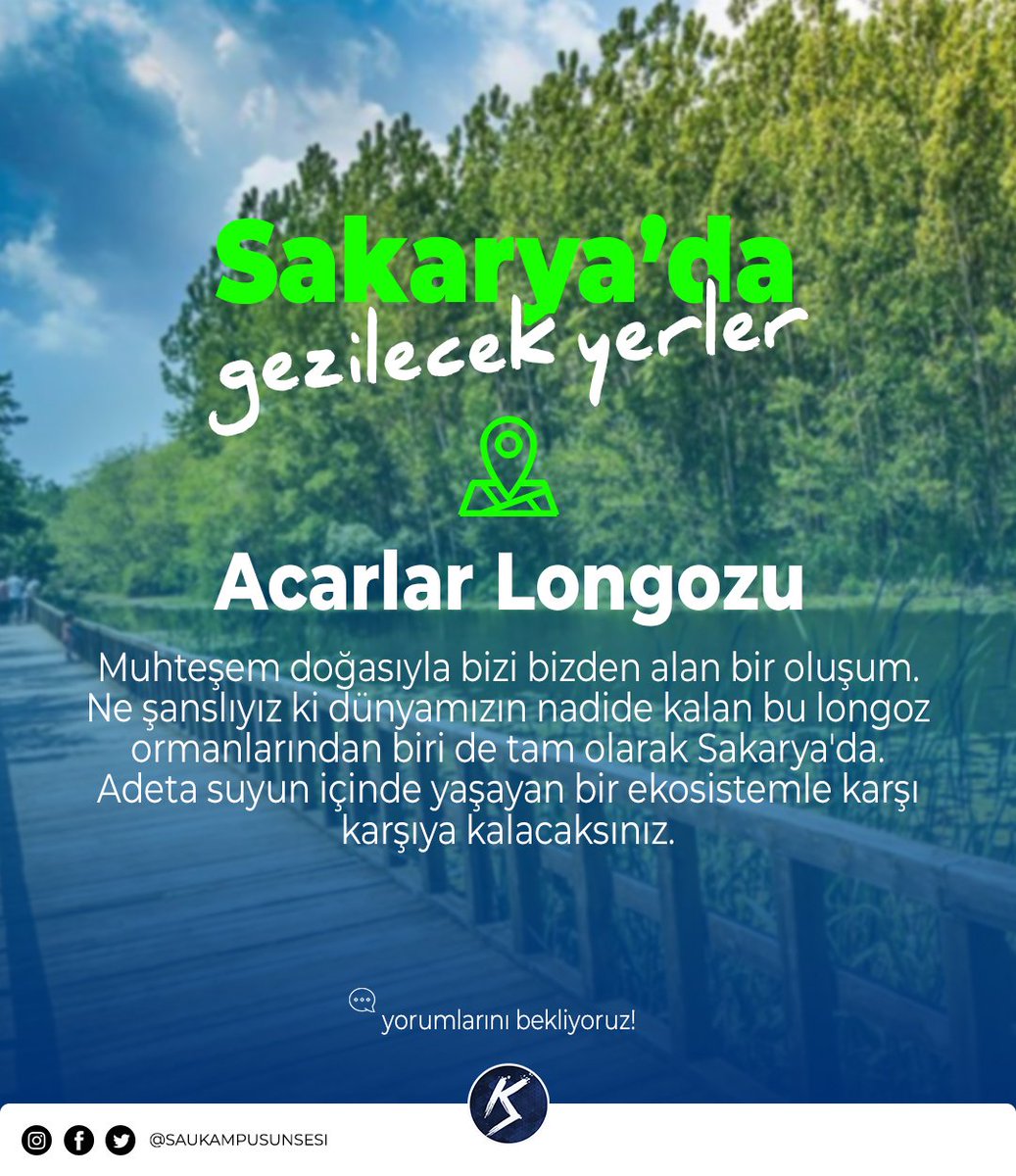 Şehrin karmaşasından, derslerin ve sınavların yoğunluğundan bıktıysan, sana göre bir yer Acarlar Longozu. Karasu'da bulunan bu eşsiz yer tam bir doğa harikası.  <a href="/sakaryauni/">Sakarya Üniversitesi</a>  <a href="/FatihSavasan/">FatihSavasan</a>  #yök #Sakarya
