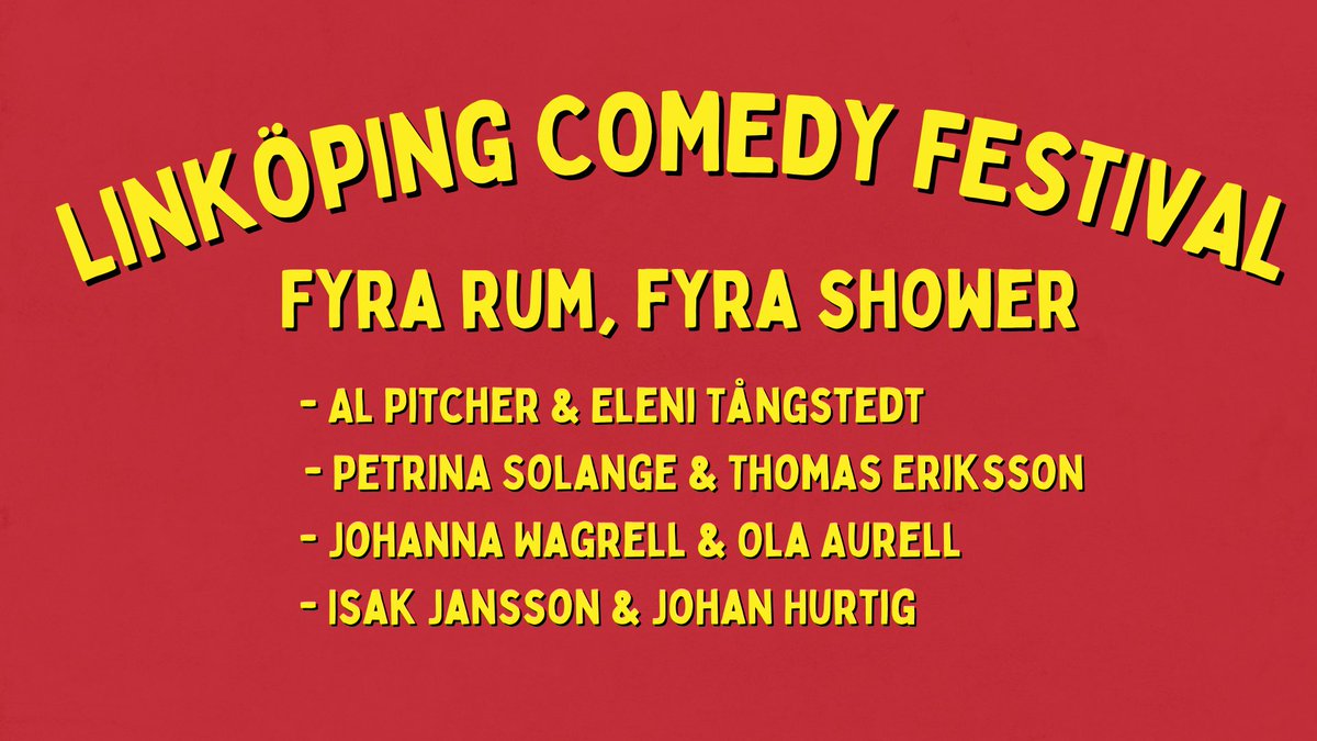Om 24 timmar, smäller det! 

secure.tickster.com/sv/m4mx798zbwc…

@JohannaWagrell <a href="/denjohanhurtig/">Johan Hurtig Wagrell</a> <a href="/TheAlPitcher/">Al Pitcher</a> <a href="/PetrinaSolange/">Petrina</a> <a href="/Isak_Jansson/">Isak Jansson</a> <a href="/VisitLinkoping/">Visit Linköping</a>
