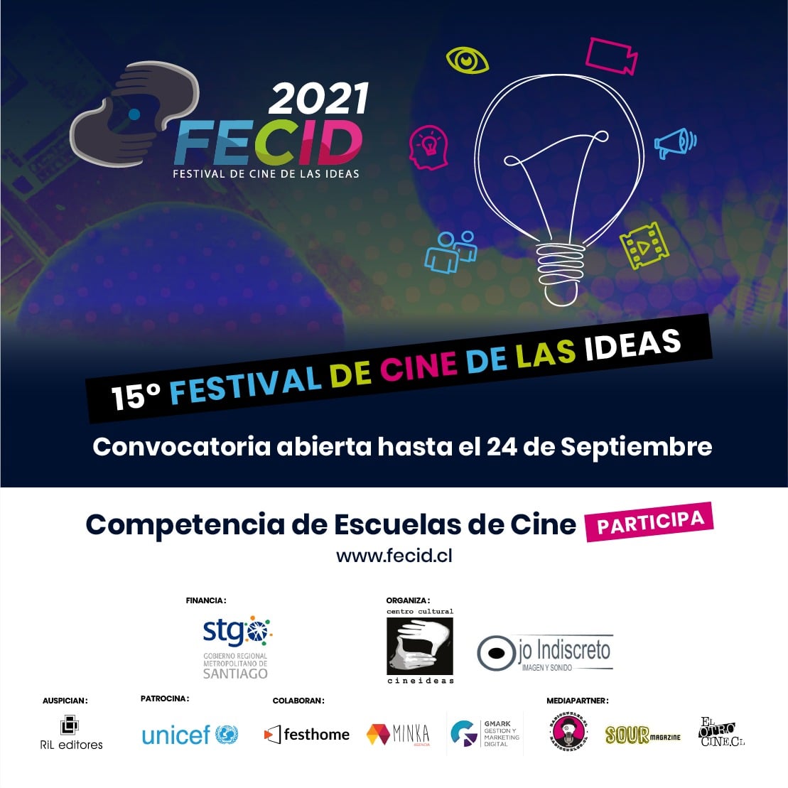 FECID_Cine's tweet photo. Competencia Escuelas de Cine del 15° Festival FECID 2021, Dead Line Viernes 24 de Sept #escuelasdecine #cine #cortometrajes #cinechileno 
@cineudd @cineycavarcos @fcomuc @Audiovisual_SC 
@cineuv @Audiovisual_SC @AccionAudiov @alumnosUNIACC 
 Bases en https://t.co/epEAWN2sNH https://t.co/YMgxCJ1QqI