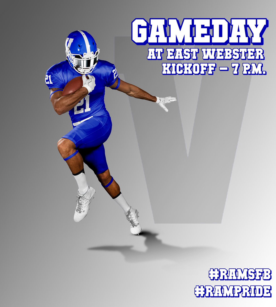 VHSRamsFootball's tweet photo. Finally…

🏈 GAMEDAY

🆚 East Webster
⏰ 7:00 p.m.
📍 Cumberland, Miss.

UNIFORMS:
🔵 Helmet
🔵 Jersey
🔵 Pants

All-blue everything on the road tonight. #RamsFB #RamPride https://t.co/IDyTgZa7cx