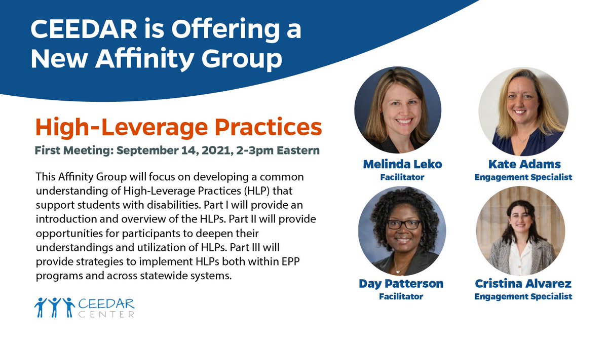 CEEDAR is hosting an Affinity Group on High-Leverage Practices this fall!🙌🏾Learn more and register here: bit.ly/HLP-ag