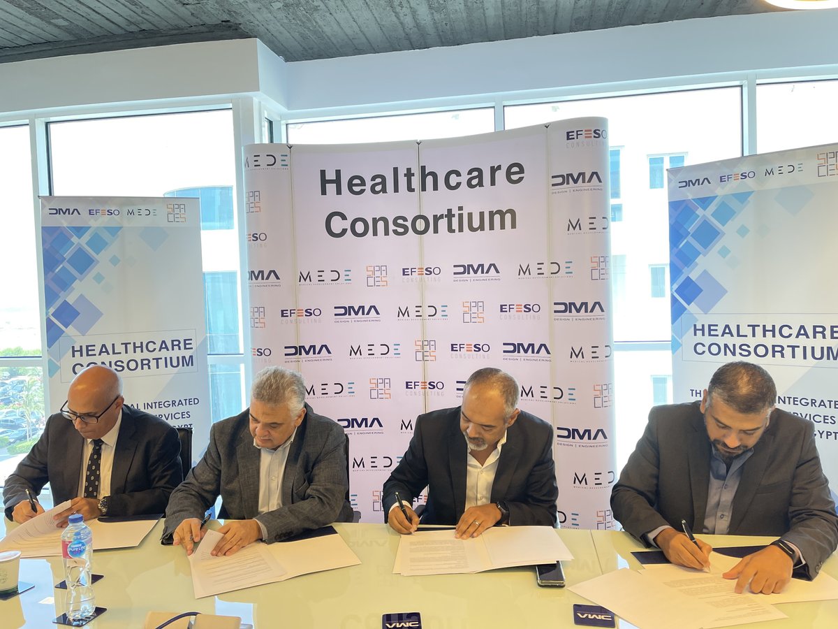 Gladly announcing the agreement signage of the one of its kind collaboration, THE FIRST REAL INTEGRATED HEALTHCARE SERVICES CONSORTIUM IN EGYPT.

#DMA 
#EFESO
#SPACES
#MEDE
#Healthcare
#Consulting
#Realestate
#Healthconsortium