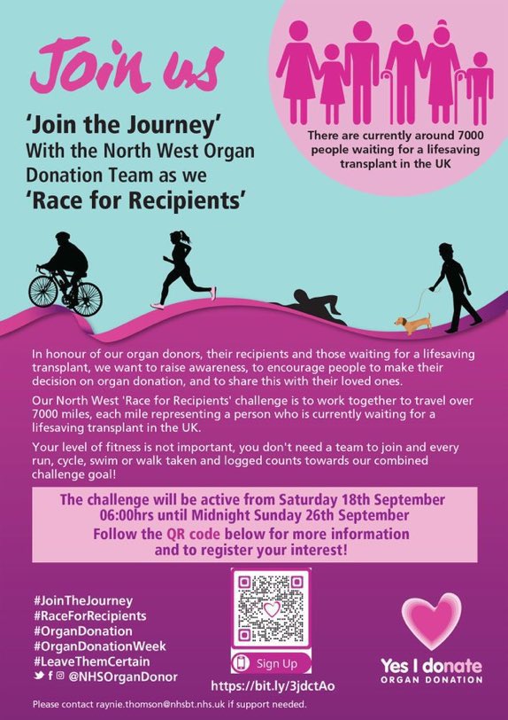 Organ donation week is approaching #RaceForRecipients