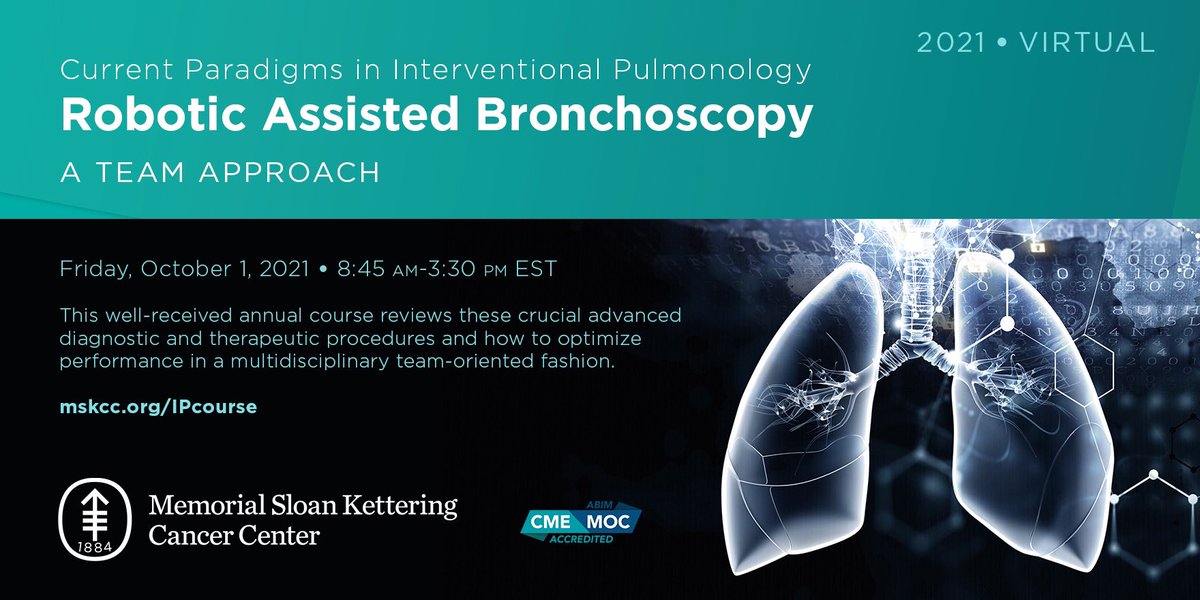 We’ll be talking about Robotic Bronchoscopy: A Team Approach #MSKIPcourseCME <a href="/MSKCME/">MSK CME</a> mskcc.org/IPcourse