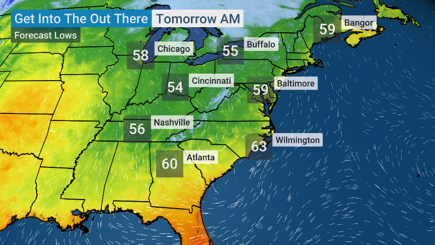 Check out tomorrow's low temps in the East. Catch our coverage to get a peek at your weekend. 

Anyone finally getting that fall feeling? 🍂