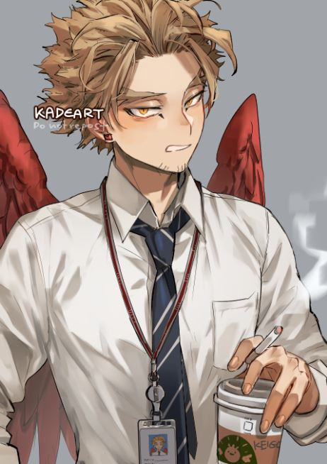 hawks (boku no hero academia) 1boy male focus necktie wings solo blonde hair shirt  illustration images