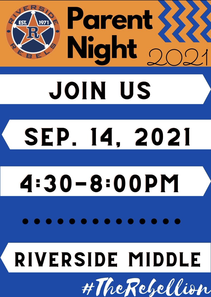 cgarcia_its's tweet photo. RMS Community: We are so excited to see you at our first Parent Night of 2021-2022 school year. You will have the opportunity to check student progress by meeting briefly with their teachers. See you soon!
@TheRebellion_DM @YMRebels @DannyBustos14 https://t.co/xp8WizALX1