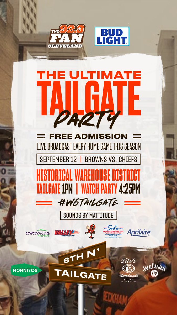 Just a little something going on this Sunday to kickoff <a href="/Browns/">Cleveland Browns</a> season  🏈

Catch me rocking the W. 6th block party for the first game of the season! Pumped for this one… Where the #DawgPound at? #w6tailgate 🍻